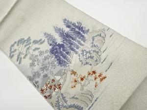 リサイクル　民家風景模様織出し名古屋帯